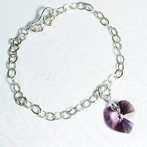 Cynthia Lynn "HEART'S DESIRE Sterling Silver Amethyst Swarovski Crystal Bracelet